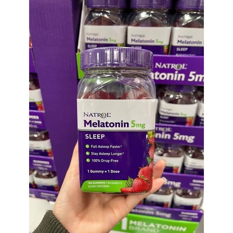 Kẹo dẻo vị dâu Natrol Melatonin 5mg sleep 180 viên mỹ