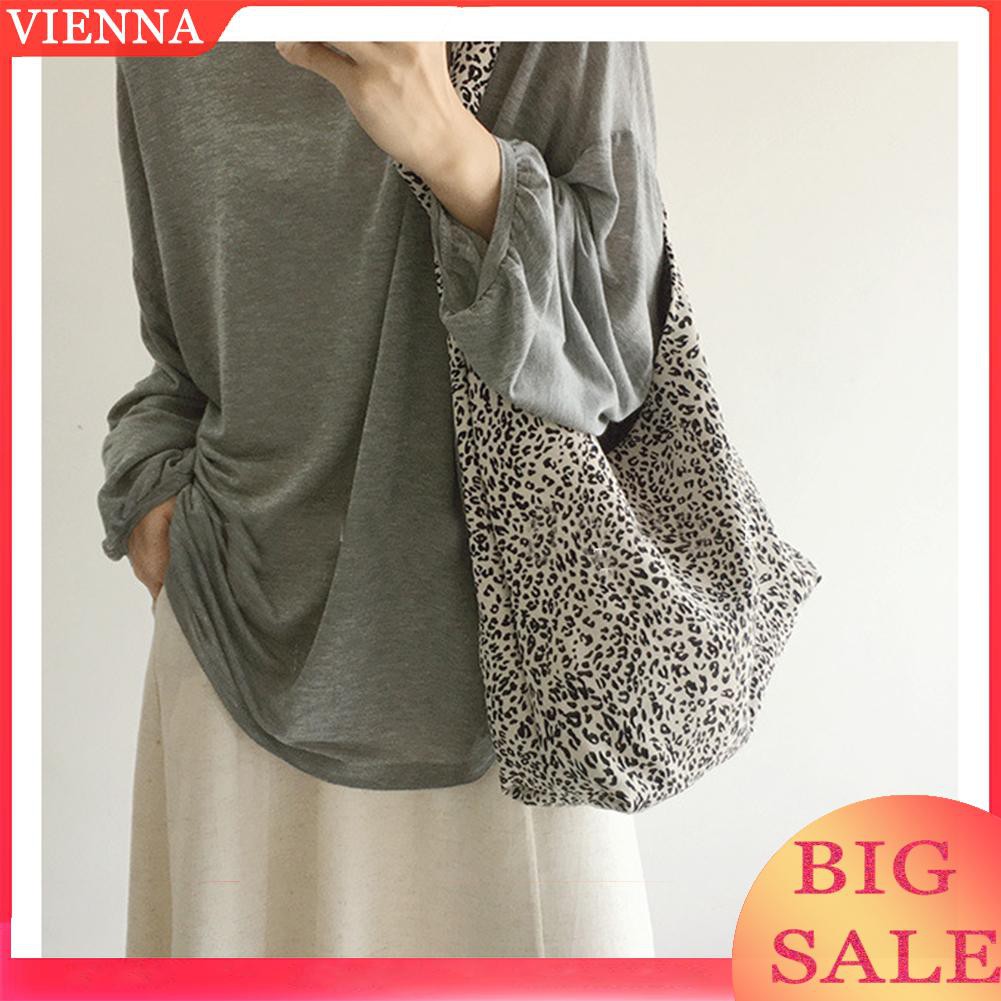 Túi tote cotton xách tay du lịch cỡ lớn hoa văn da beo thời trang nữ | BigBuy360 - bigbuy360.vn
