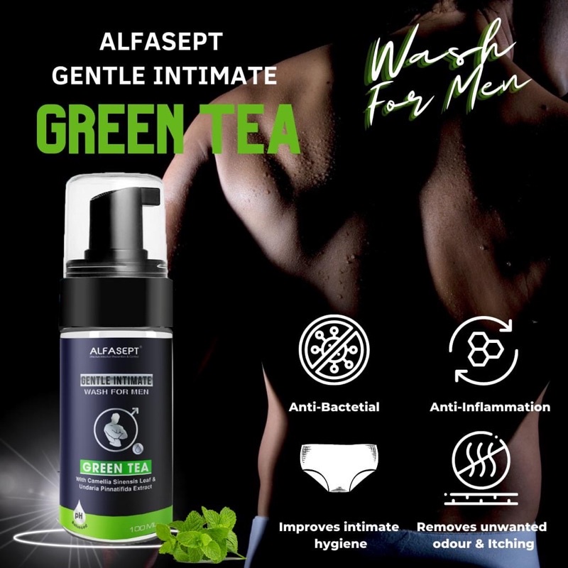 Bọt Vệ Sinh Nam ALFASEPT Gentle Intimate Green Tea Giúp Ngăn Ngừa Vi Khuẩn, Dưỡng Ẩm, Chăm Sóc Vùng Nhạy Cảm Lọ 100m