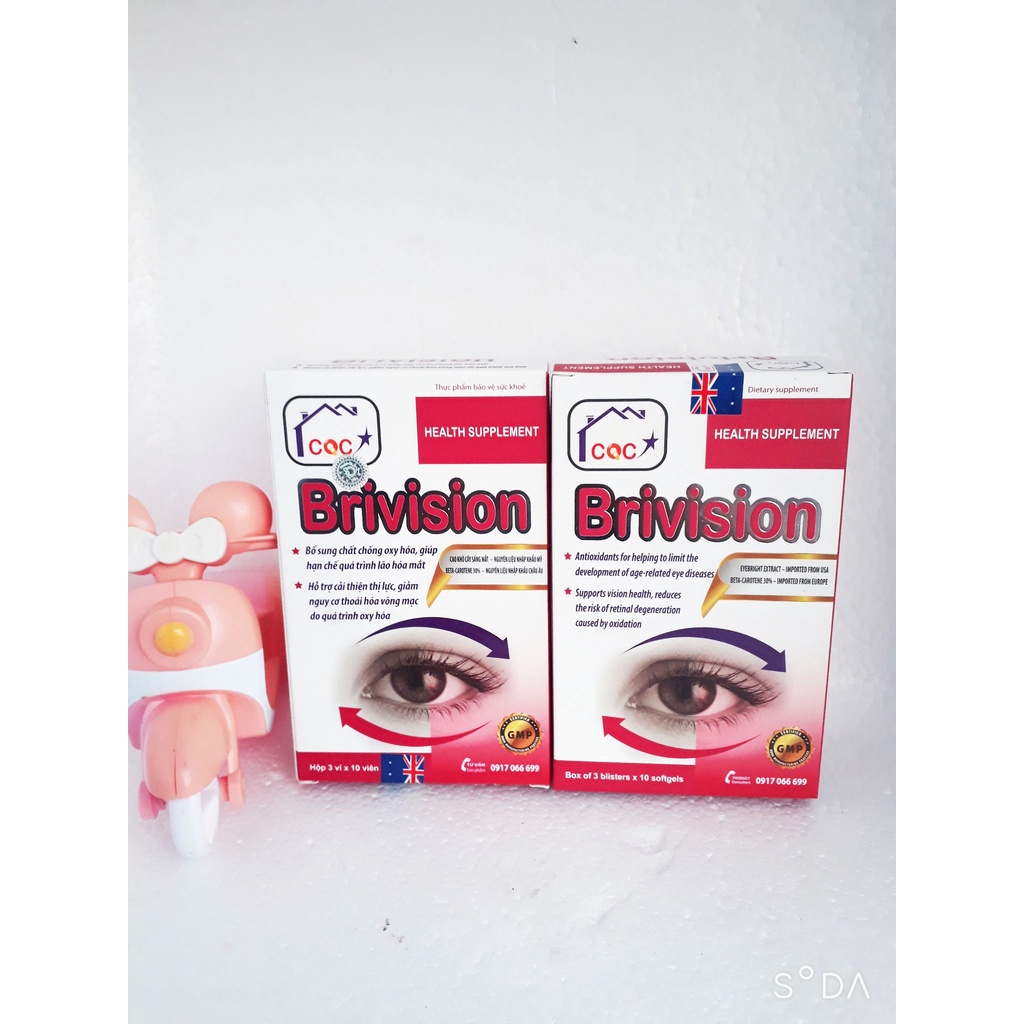 Viên bổ mắt BRIVISION, giúp cải thiện thị lực; giảm lão hóa mắt; giảm mỏi mắt, khô mắt