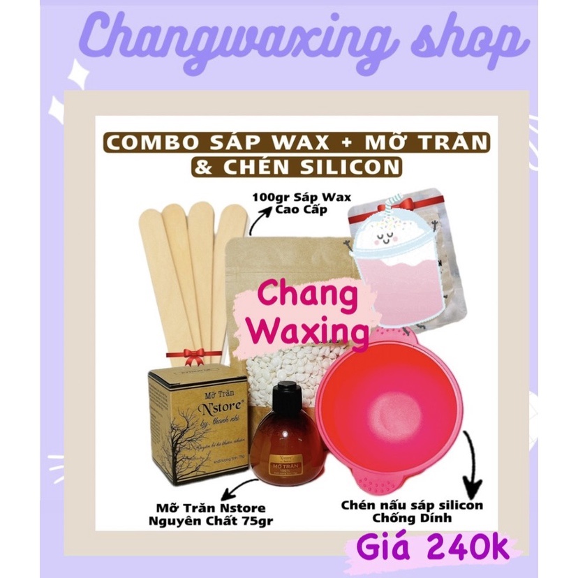 Combo Waxing Kèm Chén SILICON Sáp Wax và Mỡ Trăn