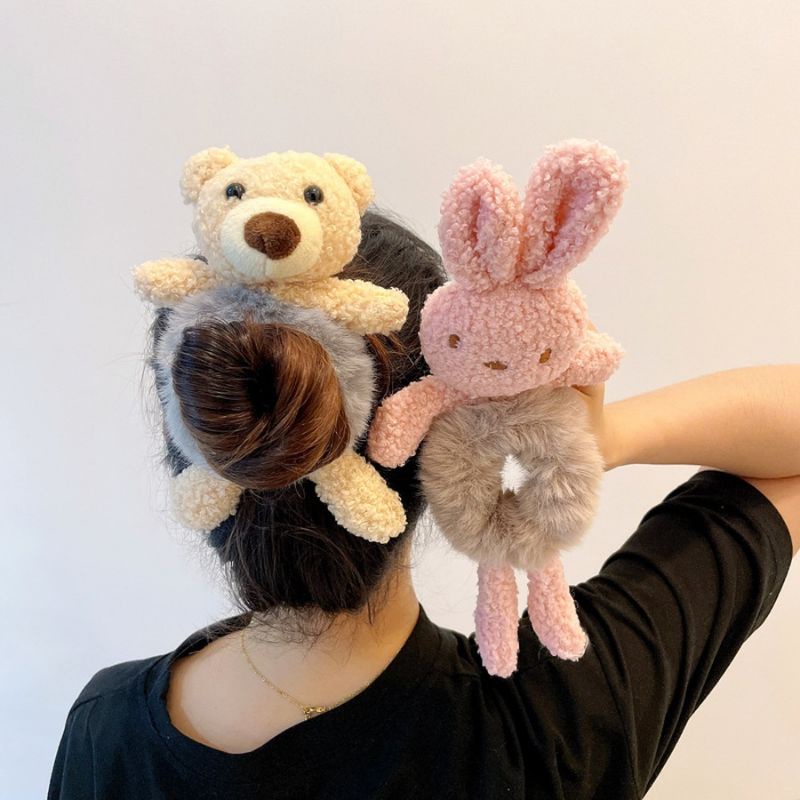 Cột Tóc Gấu Bông siêu đáng yêu, Buộc tóc thỏ bông