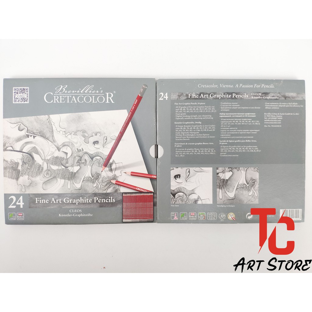 Bộ bút chì phác thảo 12/24 CRETACOLOR Fine Art Graphite (hộp thiếc)