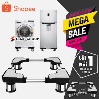 Kệ máy giặt chân bọc Inox, chân đế máy giặt kê tủ lạnh đế tủ chống rung ( Máy giặt từ 6- 9 Kg. tủ lạnh từ 90L- 290L )