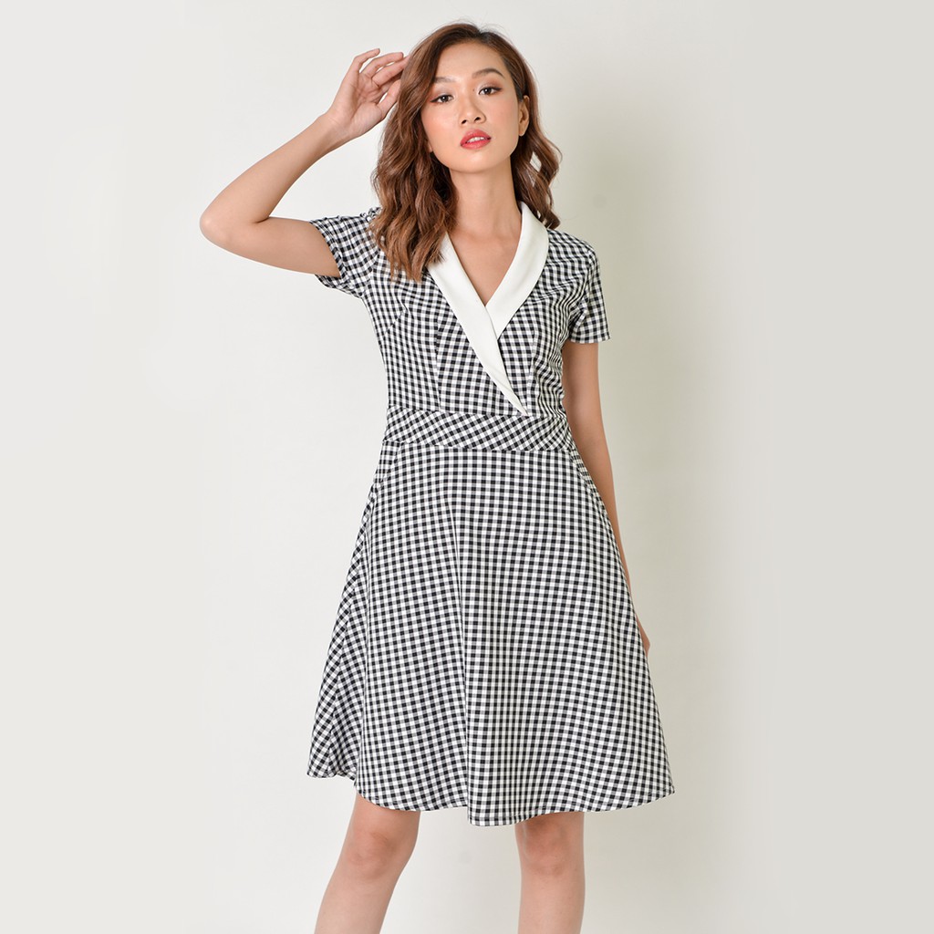 [Mã WABRWA15 giảm 15% đơn 300K] Đầm Chữ A Thời Trang Eden Caro Cổ Vest - D339 | BigBuy360 - bigbuy360.vn