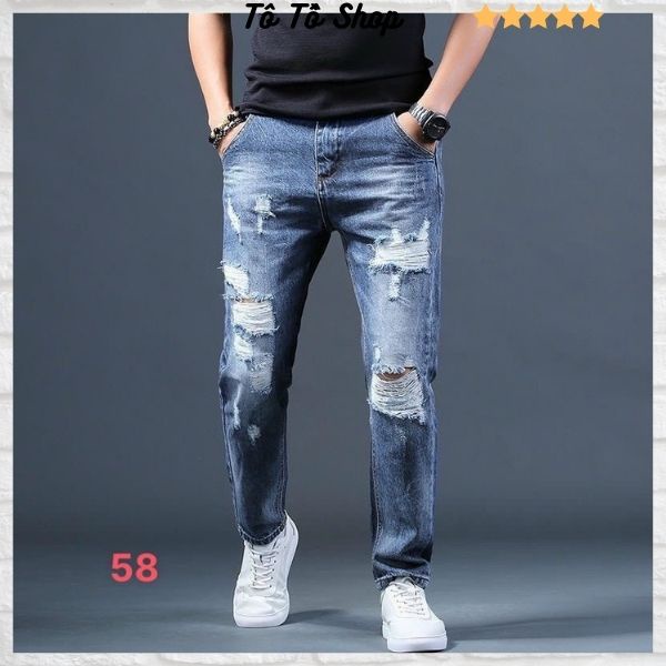 Quần jean nam cao cấp ❤️FREESHIP❤️ Quần Bò Nam rách cá tính (hình thật shop chụp) phong cách Hàn Quốc Tô Tồ Shop-QJNM58