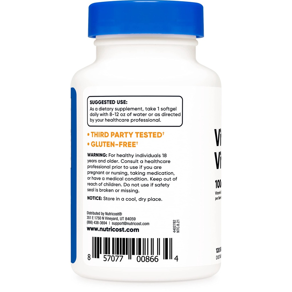 Thực Phẩm Chức Năng NUTRICOST Vitamin D3 K2, Tăng Sức Đề Kháng, Bổ Xương Khớp Authentic