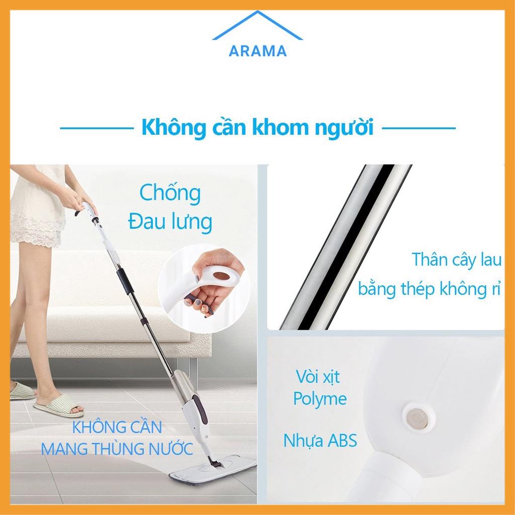 Cây lau nhà phun sương 360 độ thông minh chắc chắn Arama Shop chổi lau nhà phun nước tự vắt tiện lợi