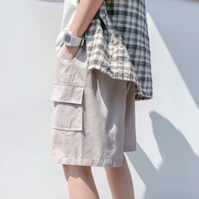 Quần short ngố kaki túi hộp Wind unisex Trơn sort nam nữ phong cách ulzzang | BigBuy360 - bigbuy360.vn
