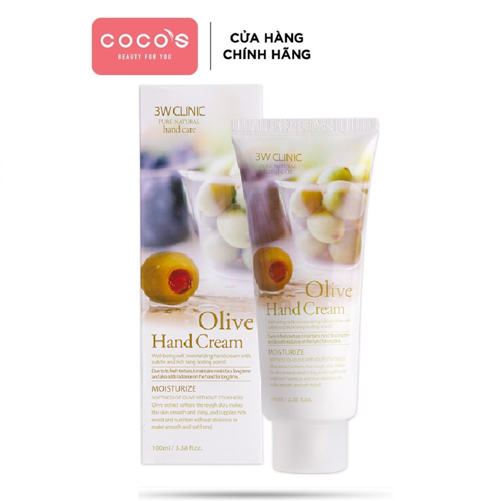 Kem Dưỡng Da Tay Olive 3W Clinic Olive Hand Cream 100ml