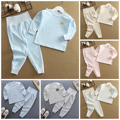 Bộ cotton cạp cao ấm bụng cho bé