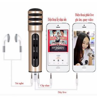 Míc thu âm hát karaoke livestream online micro C7 không cầm sound card vẫn livestream ok tặng tai nghe về là dùng