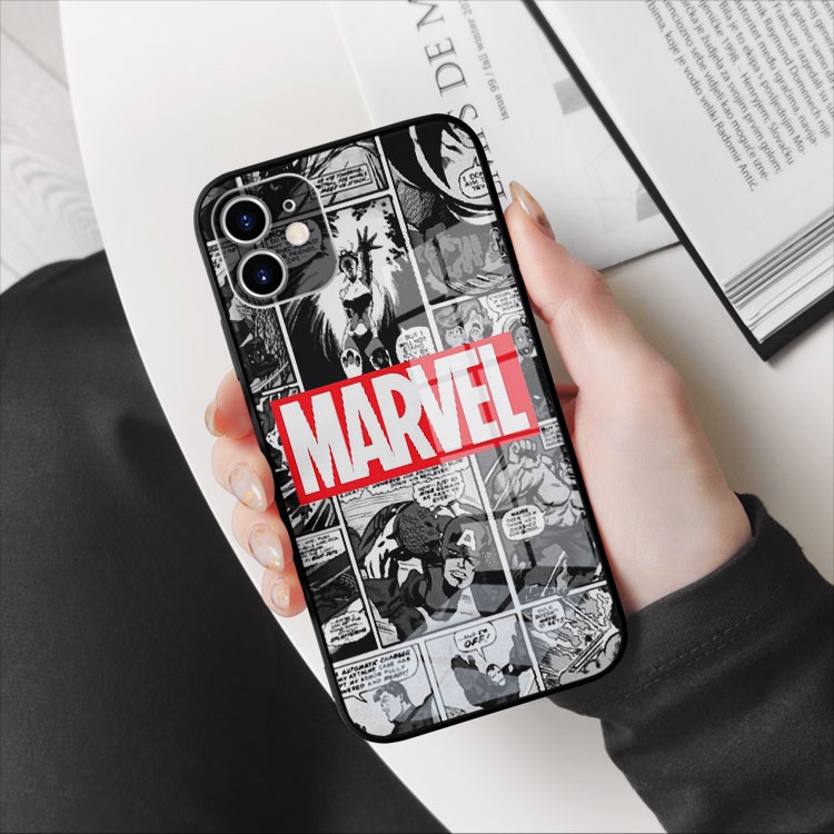 Ốp kính viền nhựa Mr Best marvel comic collage cho iphone 5 - iphone 12 OK-COEPOD20210140
