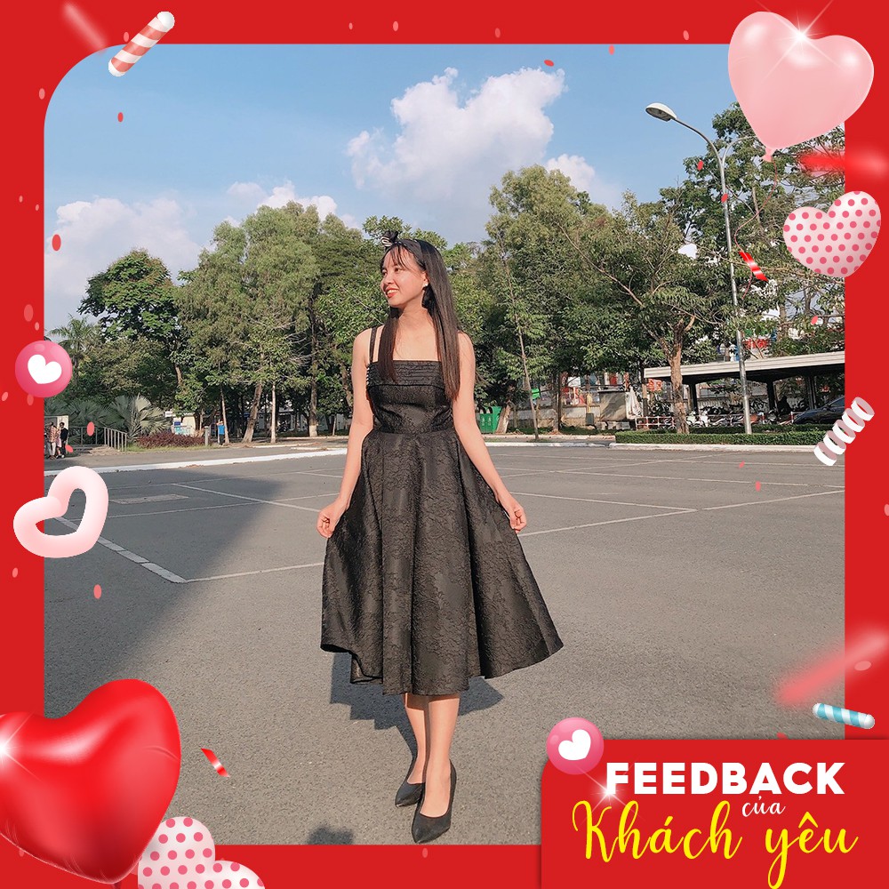 [Mã WABRGU155 giảm 15% tối đa 50k đơn 199k] Đầm nữ Luxury GUMAC 2 dây sexy sang trọng màu đen mới DVB1174 | BigBuy360 - bigbuy360.vn