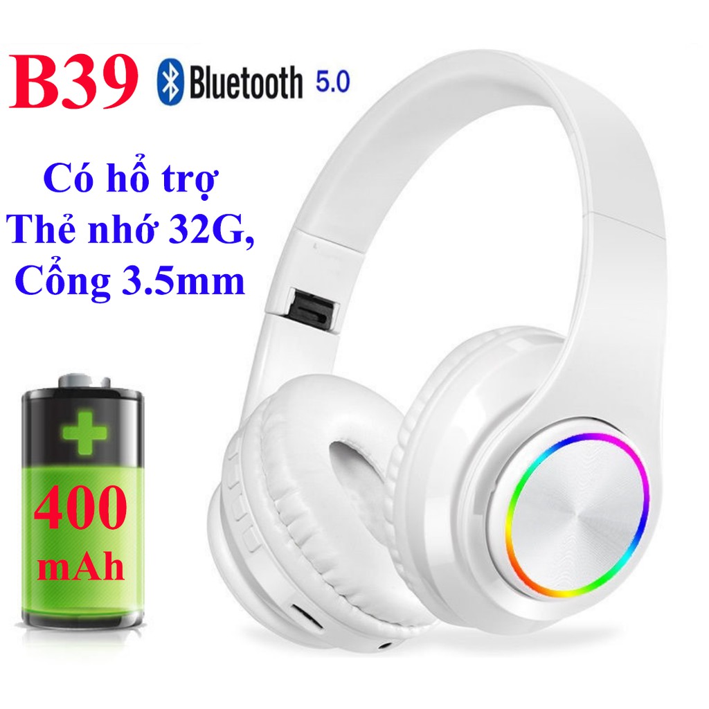 Tai nghe Bluetooth 5.0 B39 - Tai Nghe chụp tai ( Tặng Jack 3.5mm)