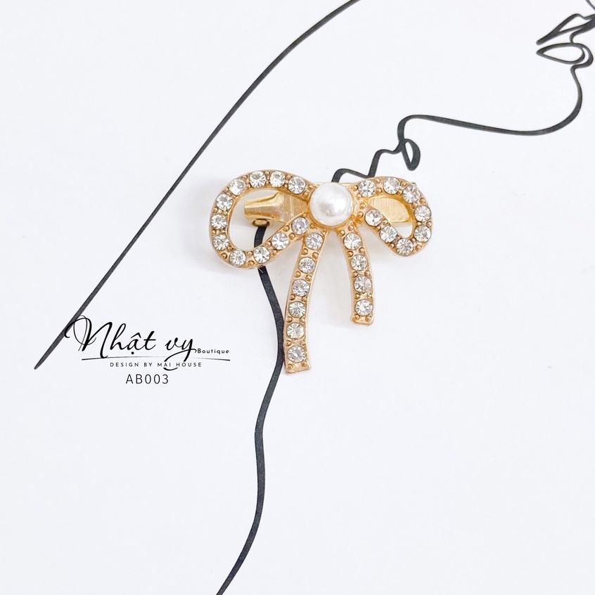 Cài Áo Nơ Nhỏ NHẬT VY Đính Đá Thời Trang - AB003