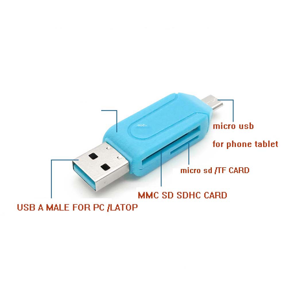 Đầu đọc thẻ nhớ Micro USB 2.0 SD T-Flash MMC SD SDHC TF cho điện thoại máy tính bảng