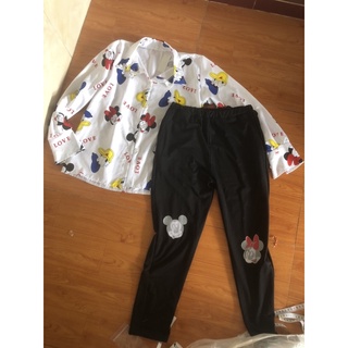SET ÁO SƠMI MICKEY QUẦN LEGGING
