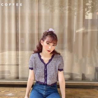 STARROOM Áo len móc croptop #1105 Freesize (TÍM)