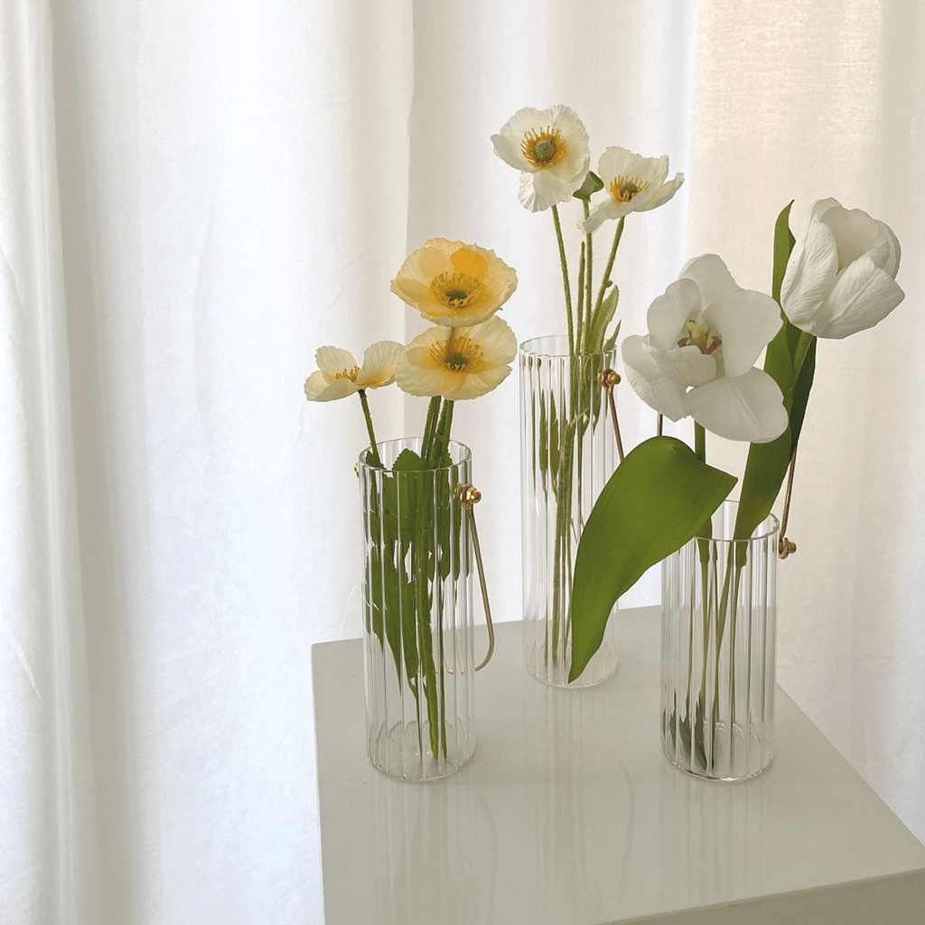 Lọ hoa dài quai sắt cắm hoa trang trí phong cách Hàn Quốc - Décor nhà Sò