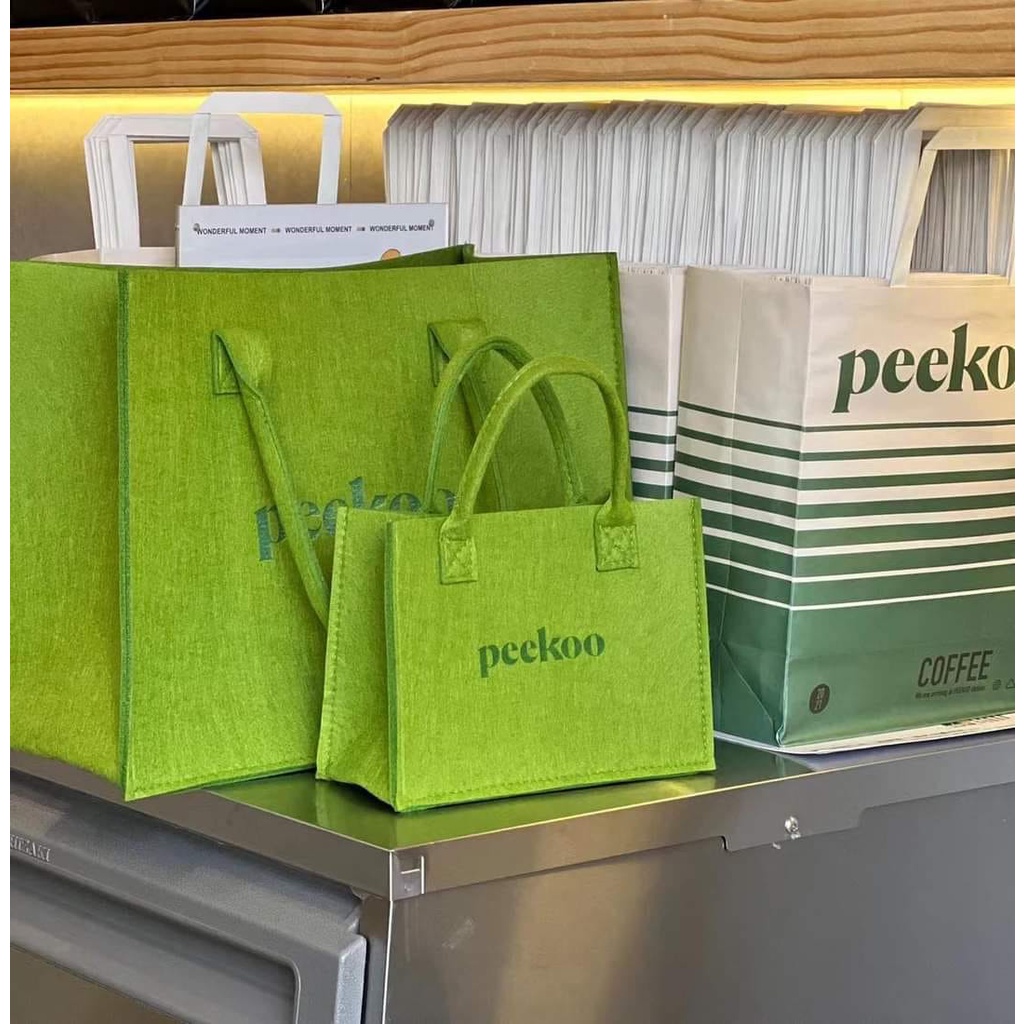 Túi xách tay nữ ban to xanh lá PEKOO nội địa trung hot trend 2022