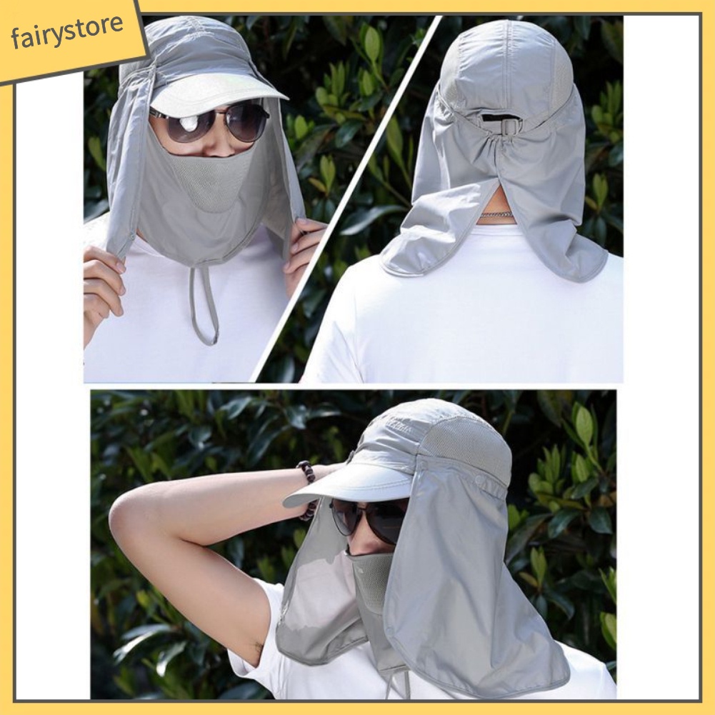 Mũ Vành Rộng Thiết Kế Có Khẩu Trang Che Mặt Và Cổ Chống Nắng Hiệu Quả