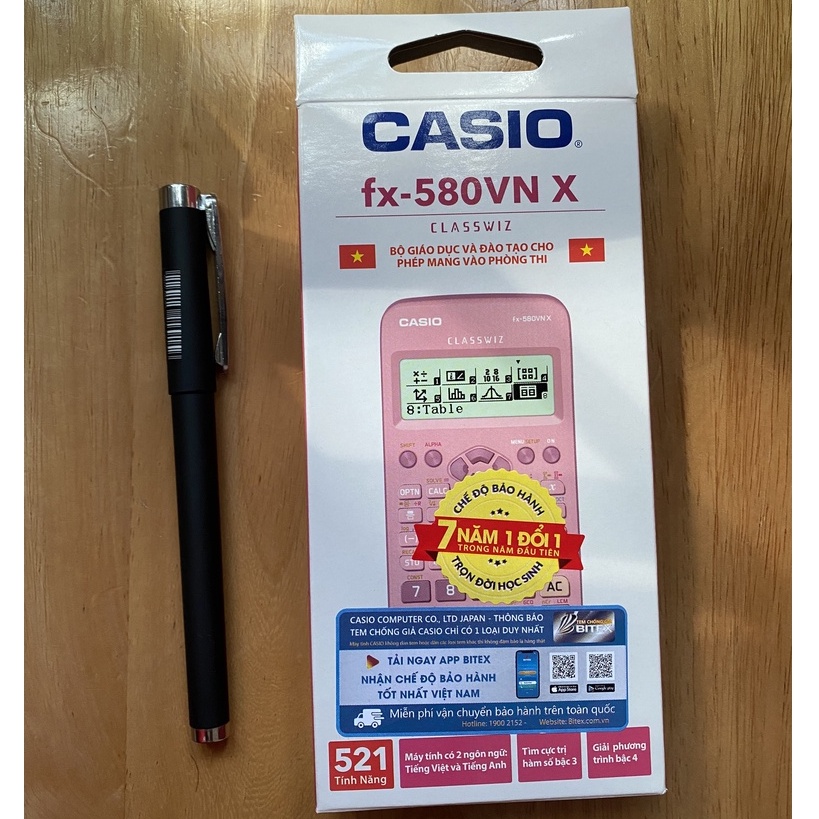 Máy Tính Casio FX 580VNX Màu Hồng Chính Hãng Nhập Khẩu Thái Lan Bảo Hành Bằng Mã QR CODE TEZYBOOKS