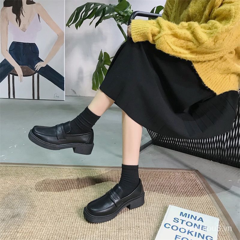 Giày Da Nữ Mũi Vuông Phong Cách Nhật Bản 2021 | BigBuy360 - bigbuy360.vn