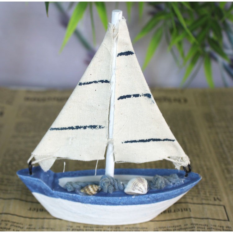 Mô hình thuyền sắt mini bằng gỗ dùng trang trí