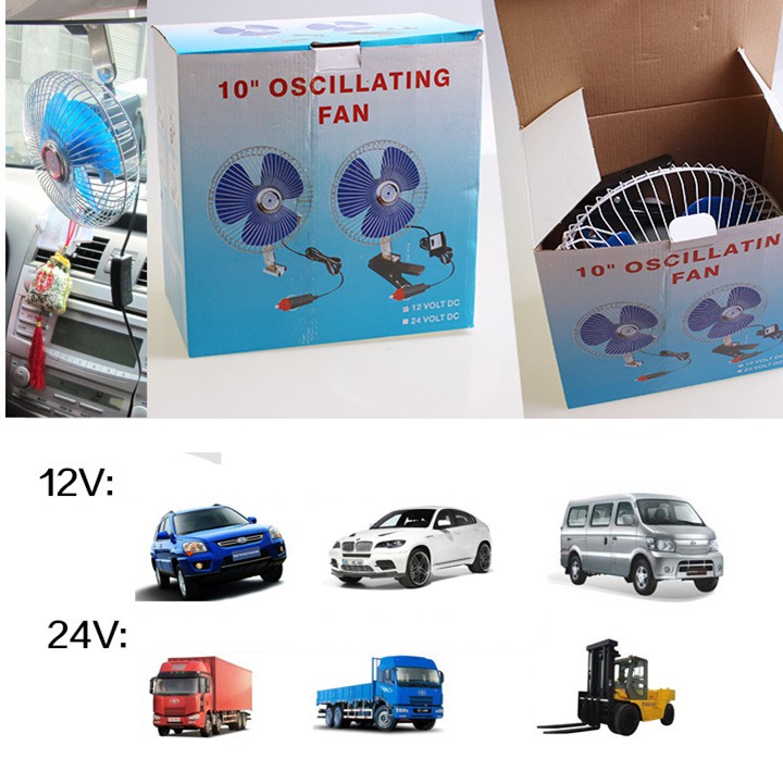 Quạt 12v hoặc 24v - 25w - Đường kính 27cm, Đầu tẩu dùng trong xe ô tô | BigBuy360 - bigbuy360.vn