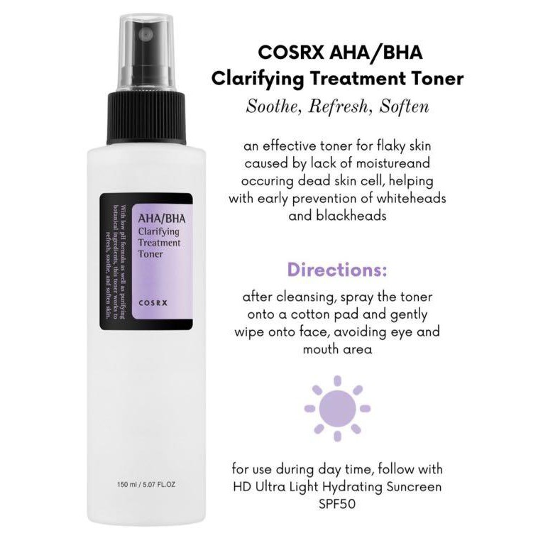 Nước Hoa Hồng Giảm Mụn Cosrx AHA / BHA Clarifying Treatment Toner | BigBuy360 - bigbuy360.vn
