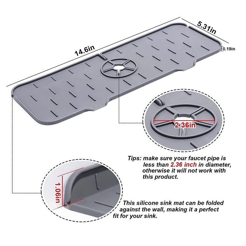 [Mới] Thảm Silicone Lót Vòi Nước Nhà Bếp / Nhà Tắm Bảo Vệ Chống Văng Nước