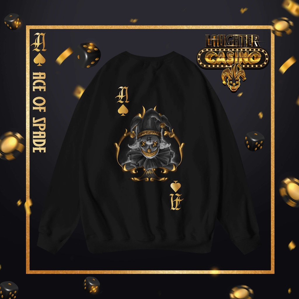LAUGHTER CA$INO JQKA SWEATER - Áo nỉ dài tay oversized cotton