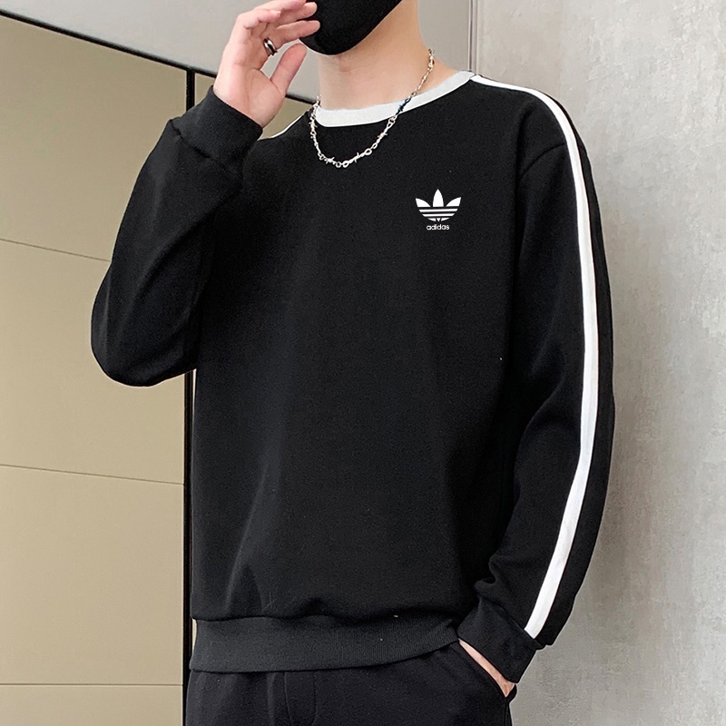 Áo Nỉ Nam Dài Tay Cổ Tròn Sọc Ngang Thời Trang áo sweater form rộng áo tay dài nam nữ