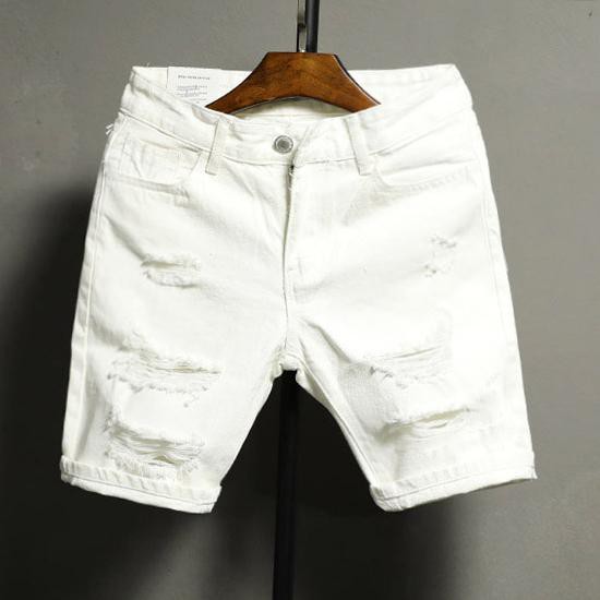 Quần Short Jean bò ngố nam màu trằng