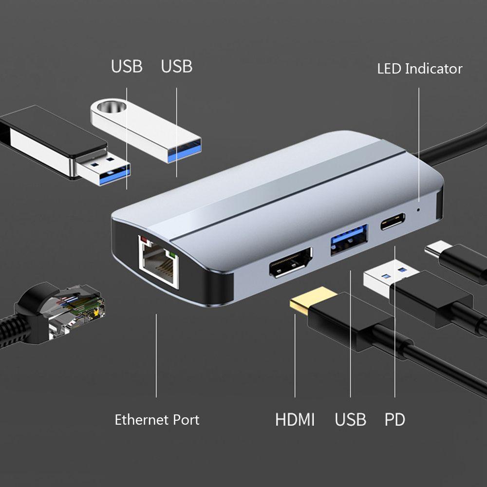 BEBETTERM Bộ Chia Cổng Sạc USB Loại C 4K HDMI 6 Trong 1 Cho Laptop PC