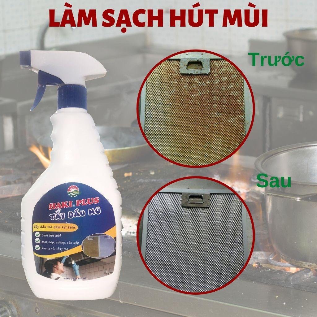 Nước tẩy dầu mỡ HAKI PLUS cực mạnh, tẩy sạch vết bẩn lưới hút mùi, vết ố xoong nồi, vết đen, vết dầu mỡ lâu năm