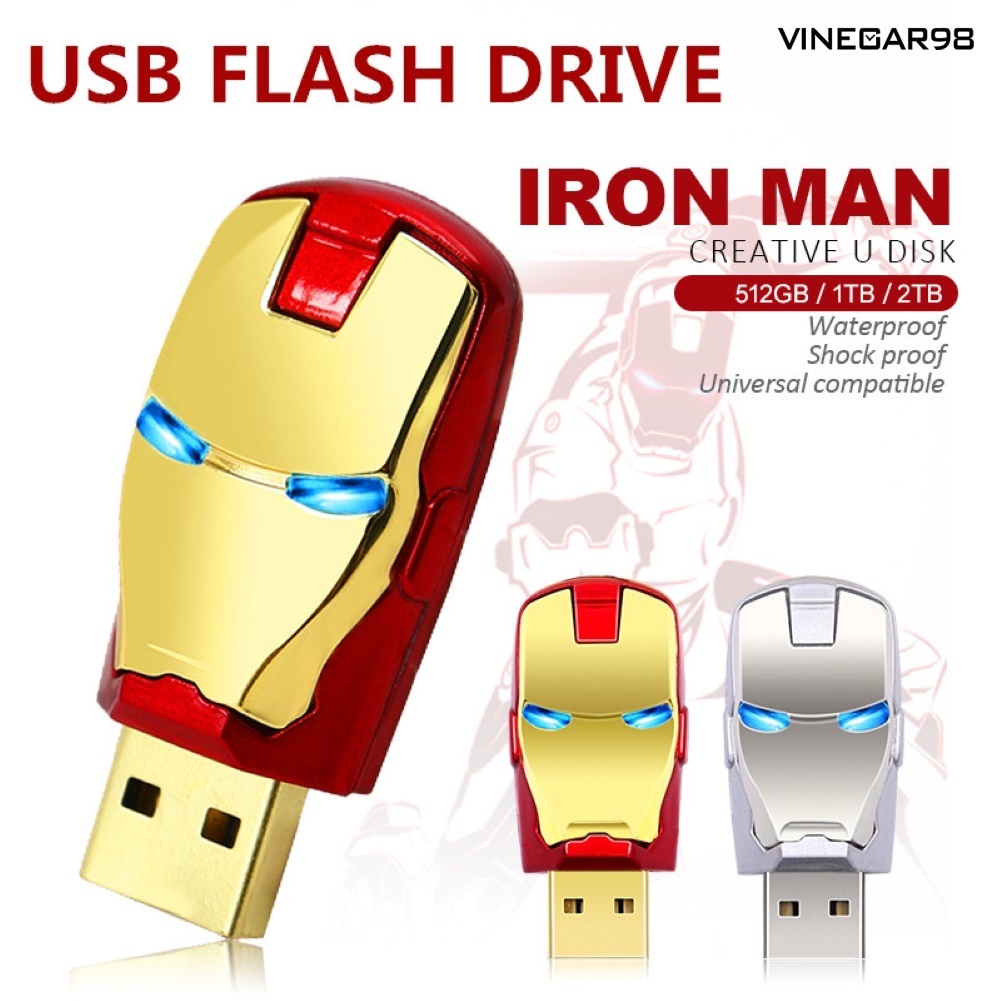 VINE-Iron Man 512GB 2TB USB 2.0 Flash Drive Disk Data Thumb Memory Stick