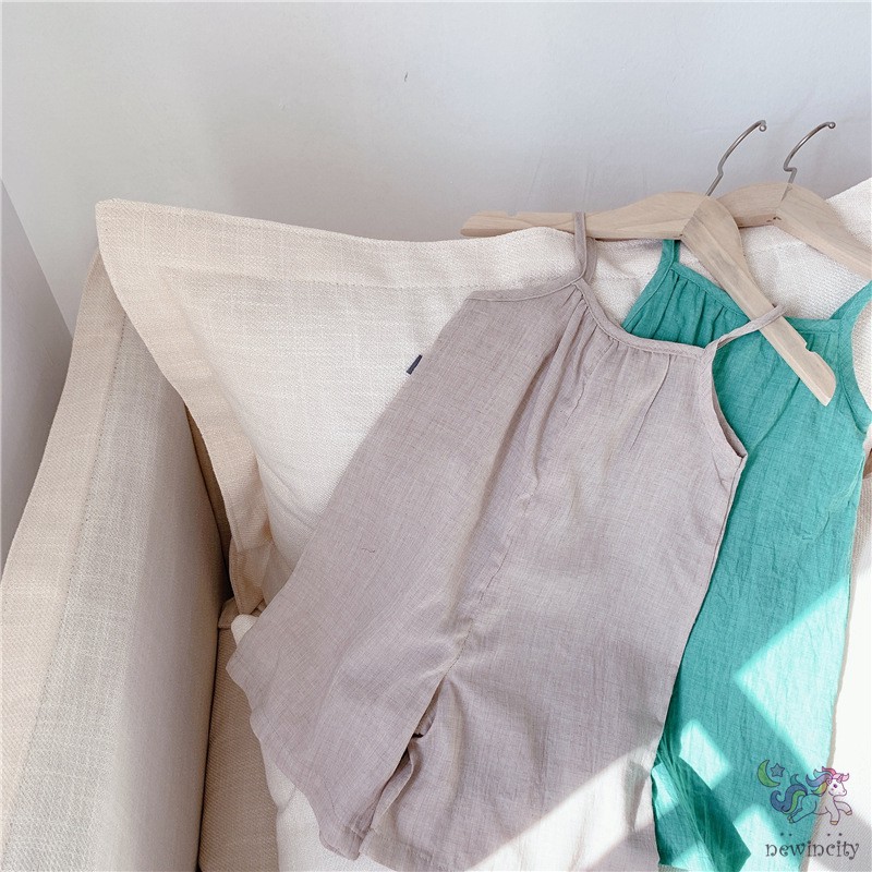 Áo Liền Quần Ống Rộng Thời Trang Mùa Hè Hàn Quốc Cho Bé Gái