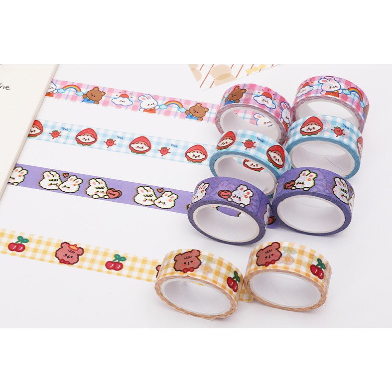 Washi tape Băng dính cô gái dễ thương trang trí đầy màu sắc đơn giản sáng tạo C-11