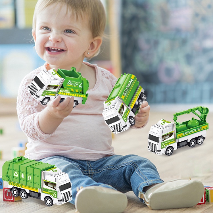 Xe Tải Đồ Chơi Mini Bằng Nhựa Có Bánh Xe Kéo Sau Lưng Cho Bé