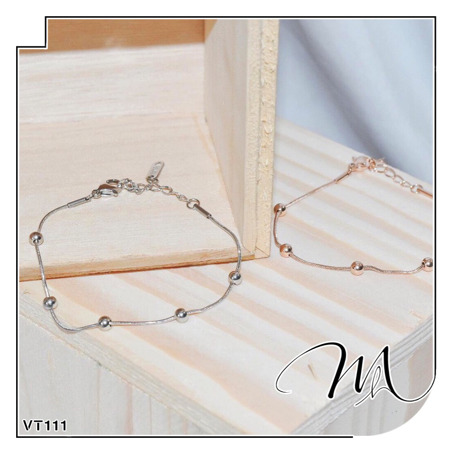 Lắc chân nữ Titan không gỉ dây mì phối bi đơn giản - Măng's House LC53