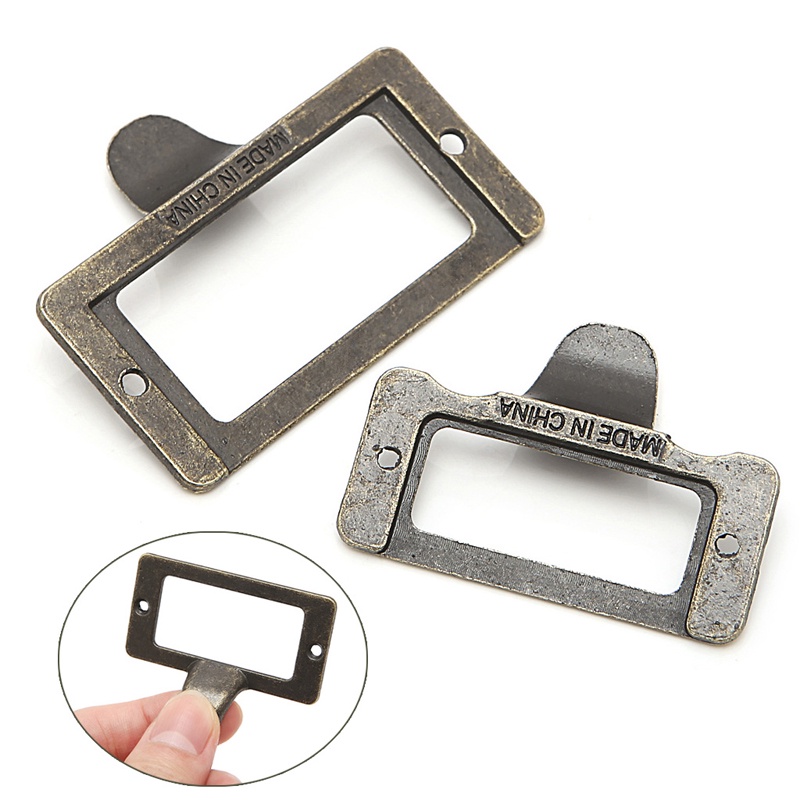 Set 6 Tay Nắm Gắn Thẻ Tên Bằng Đồng Thau Kiểu Cổ Điển Tiện Dụng