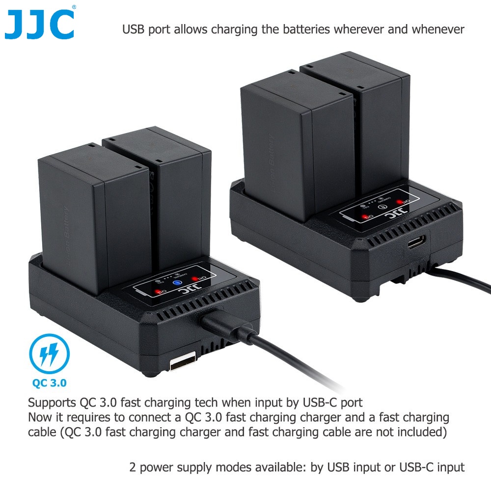 Cục sạc nhanh JJC QC 3.0 USB Type-C chuyên dụng cho Pin NP-T125 Fuji Fujifilm GFX100 GFX50S GFX50R