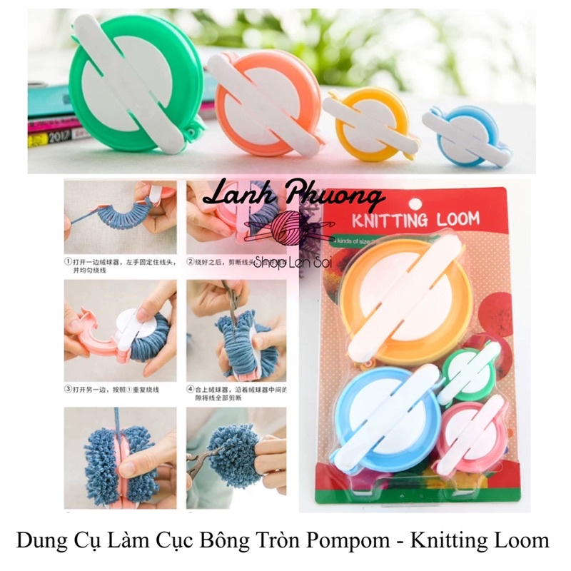 Dụng Cụ Làm Cục Bông Tròn Pompom Knitting Loom