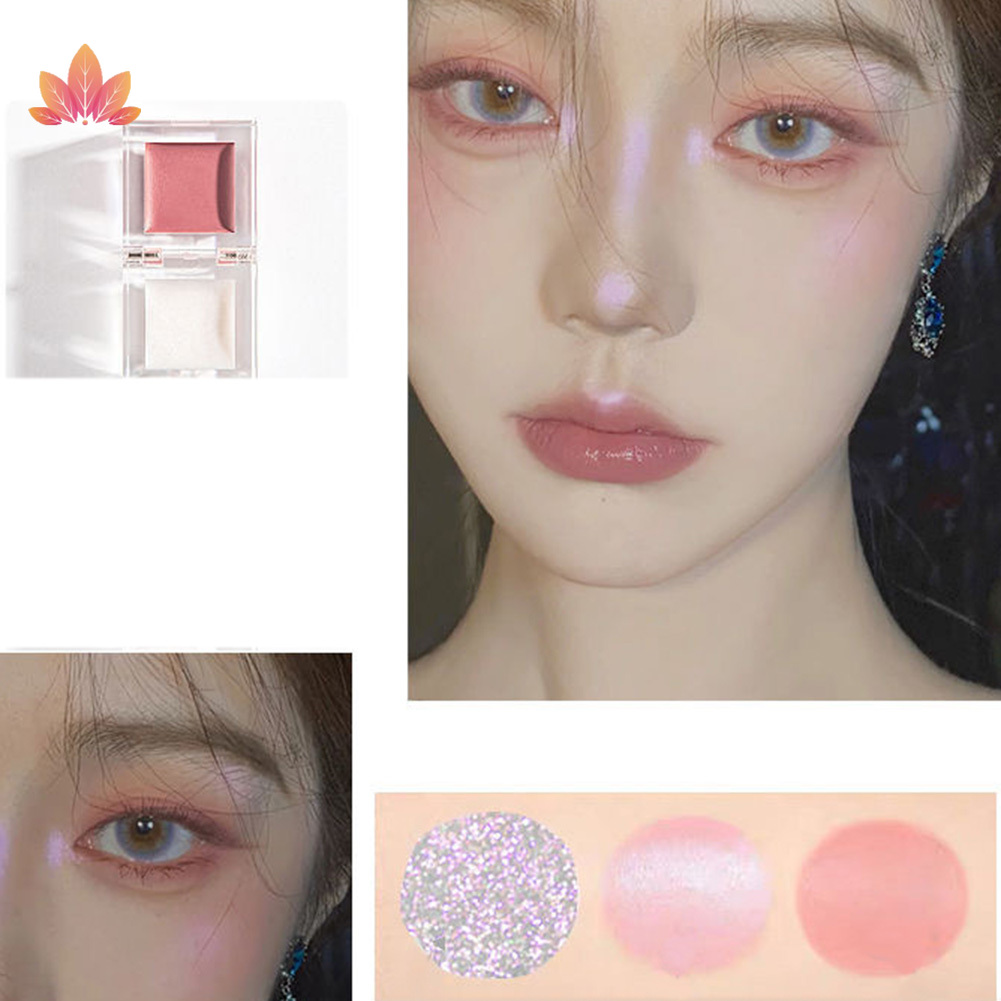 [Hàng mới về] Bảng kem bắt sáng và má hồng Magic Casa hai màu sắc tự nhiên lâu trôi vỏ kiểu viên đá thời trang