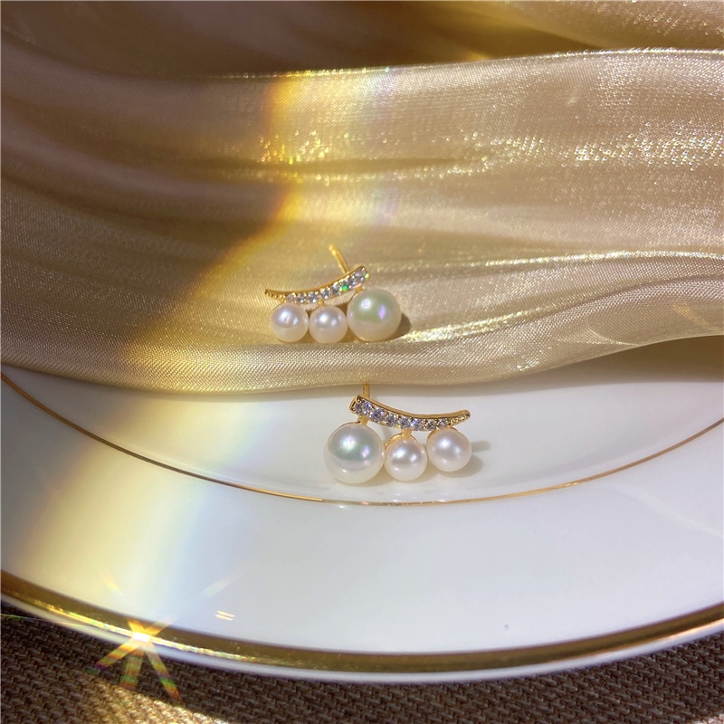 Bông Tai Mạ Bạc 925 Đính Ngọc Trai Sang Trọng Thời Trang Cho Nữ