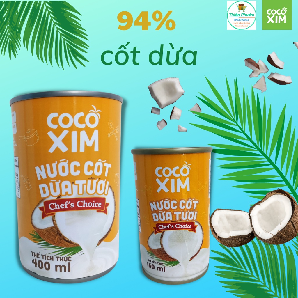Nước cốt dừa đóng lon Cocoxim 160ml và 400ml - đậm đà, thơm béo, chuẩn vị (giá sale)