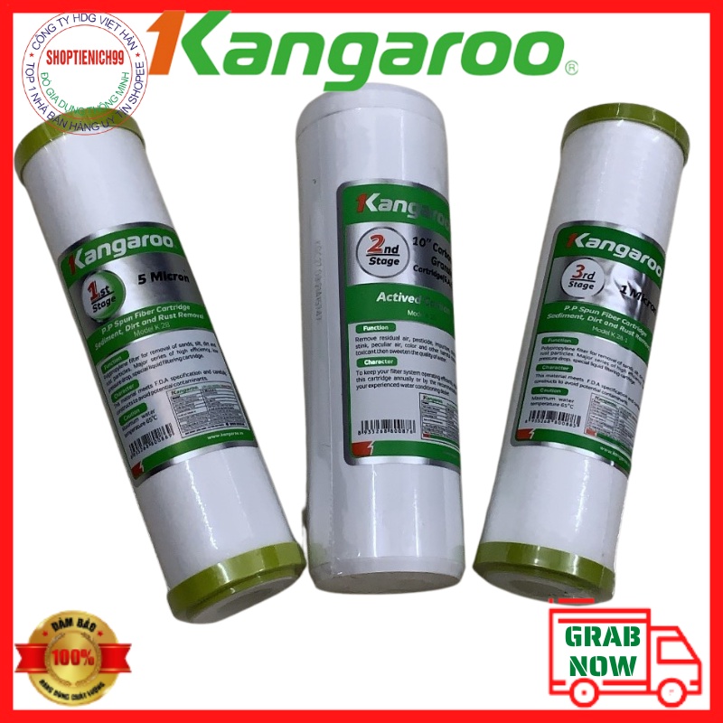 [TẶNG TAY VẶN]Combo lõi Lọc Nước 1-2-3 Kangaroo Hàng Chính Hãng Giá Rẻ Tặng Thêm Tay Thay Lõi Dùng Cho Các Loại Máy RO.