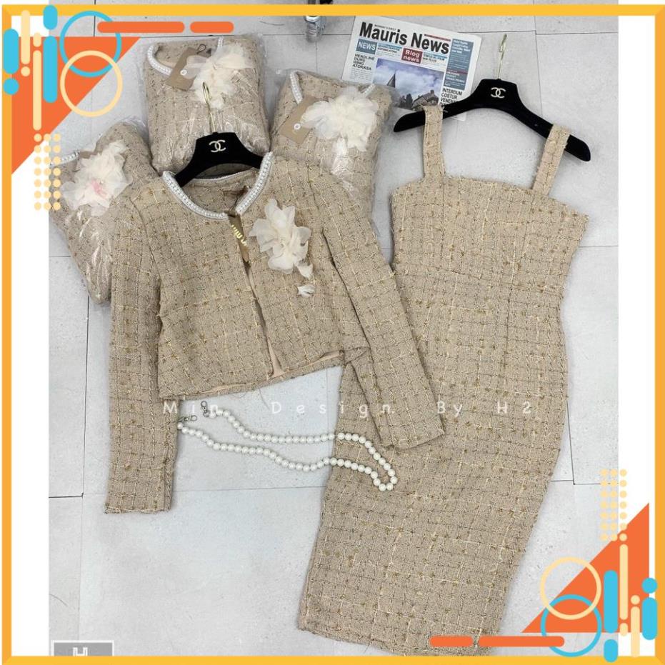 [ HÀNG SIÊU ĐẸP] Set dạ tweed nữ chân váy dài kèm áo tiểu thư cao cấp,set dạ nữ